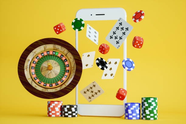 Mobile phone displaying live football odds and casino games